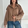 Women's Brown Suede Look Oversize Jacket