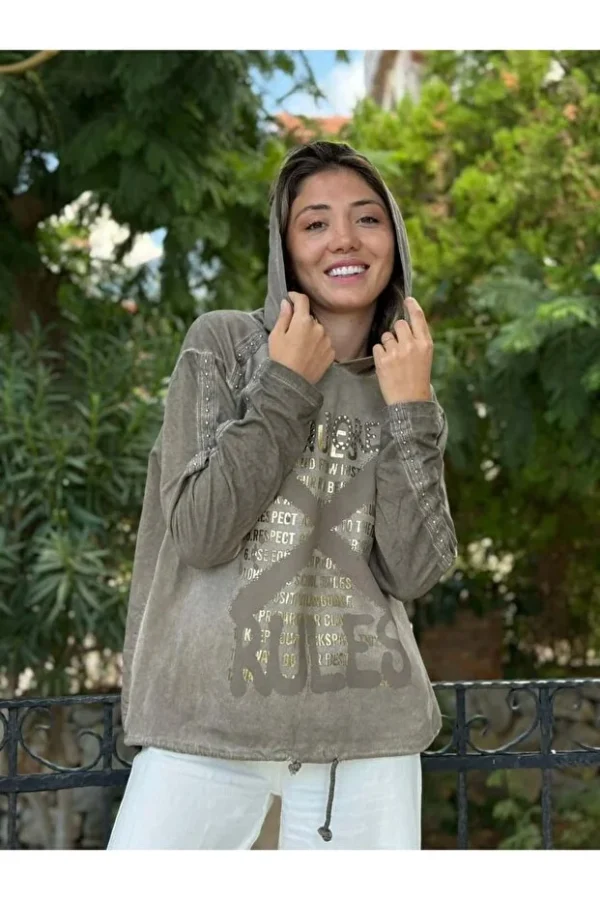 4 Italian PADI Written Cotton Sweatshirt Mink