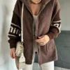 Brown Sleeves Knitwear Boucle Coat