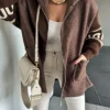 Brown Sleeves Knitwear Boucle Coat