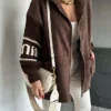 Brown Sleeves Knitwear Boucle Coat