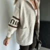 Brown Sleeves Knitwear Boucle Coat