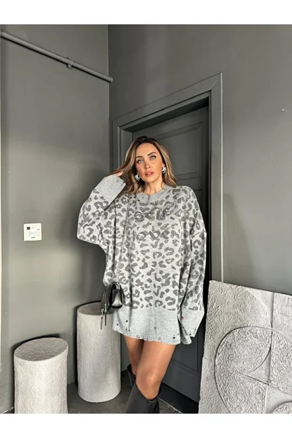 Brown Leopard Self Love Tunic Sweater