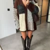 HAIR BRAIDED BROWN OVERSIZED LONG CARDIGAN