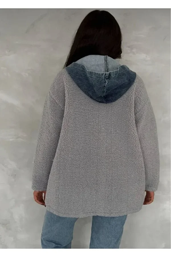 Women's Snap Button Double Pocket Hooded Quilted Coat