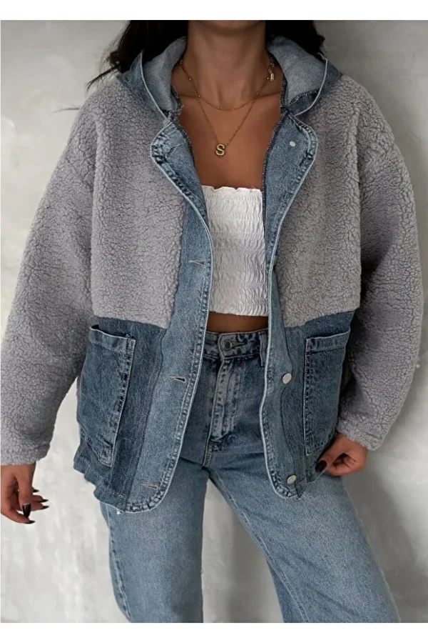 Women's Snap Button Double Pocket Hooded Quilted Coat