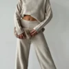 High Neck Knit Sweater and Pants Winter Two-Piece Set