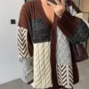 HAIR BRAIDED BROWN OVERSIZED LONG CARDIGAN