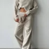 High Neck Knit Sweater and Pants Winter Two-Piece Set