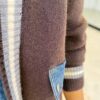 Italian,, Knit and Denim Patchwork Cardigan-Look Shirt, Dark Brown