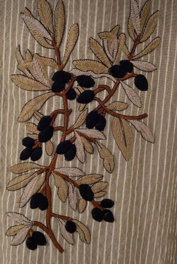 Linen Embroidered Detail Pants and Kaftan Two-Piece Hooded Set