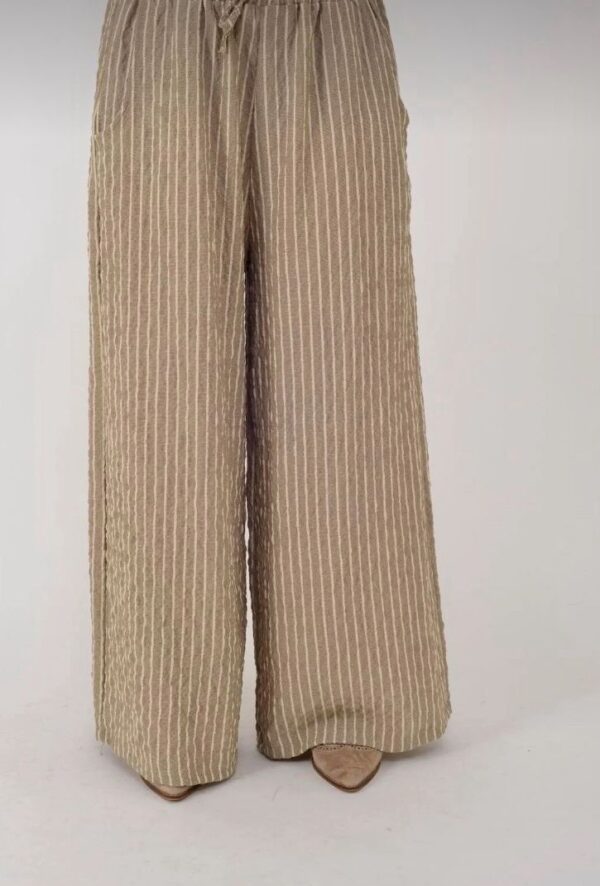 Linen Embroidered Detail Pants and Kaftan Two-Piece Hooded Set